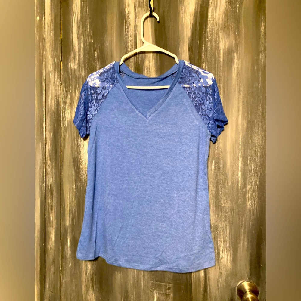 Size small light blue shirt with laced sleeves